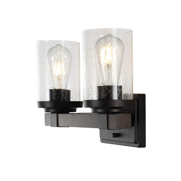 Bungalow Iron/Seeded Glass Rustic Farmhouse LED Vanity Light - JONATHAN Y